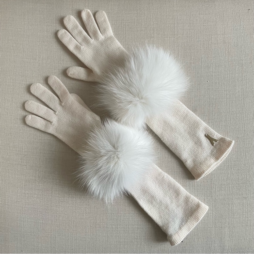YSL White Cashmere Gloves